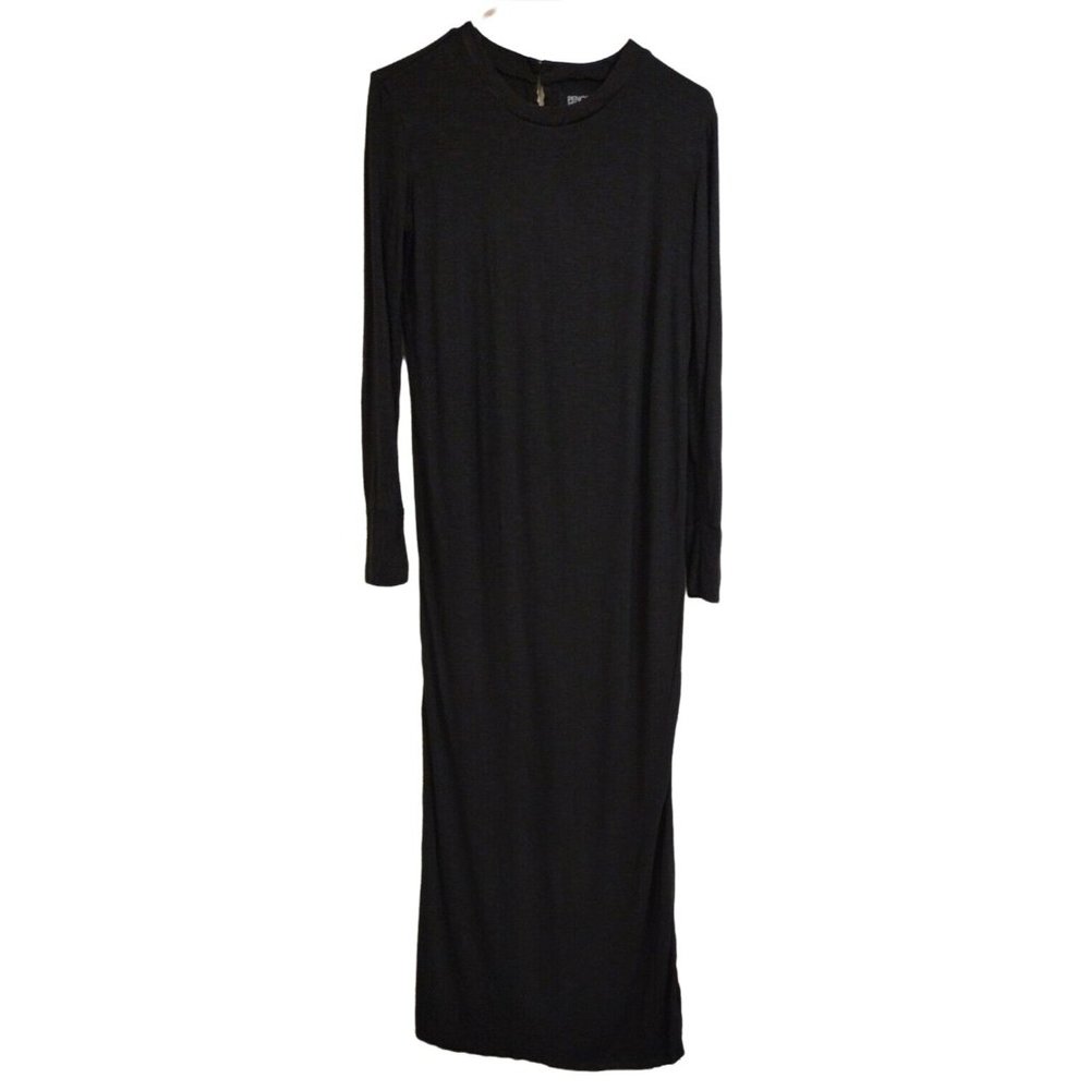 Pencey Standard Tshirt Dress Long Black Distressed Hem Womens